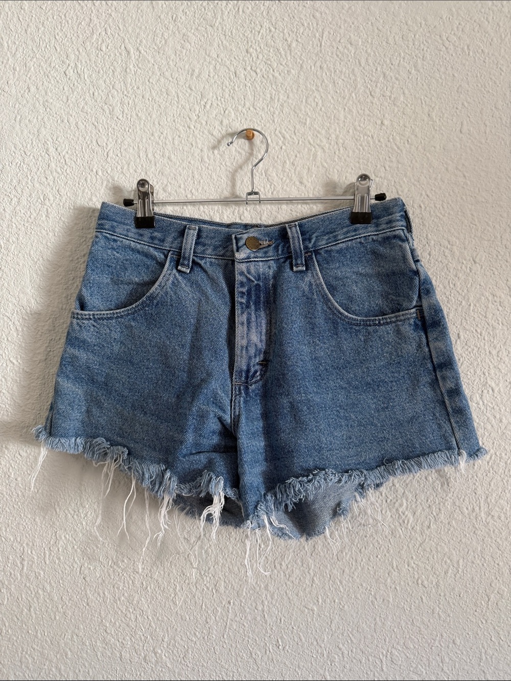 Rustler Frayed Hem Denim Shorts - Blue